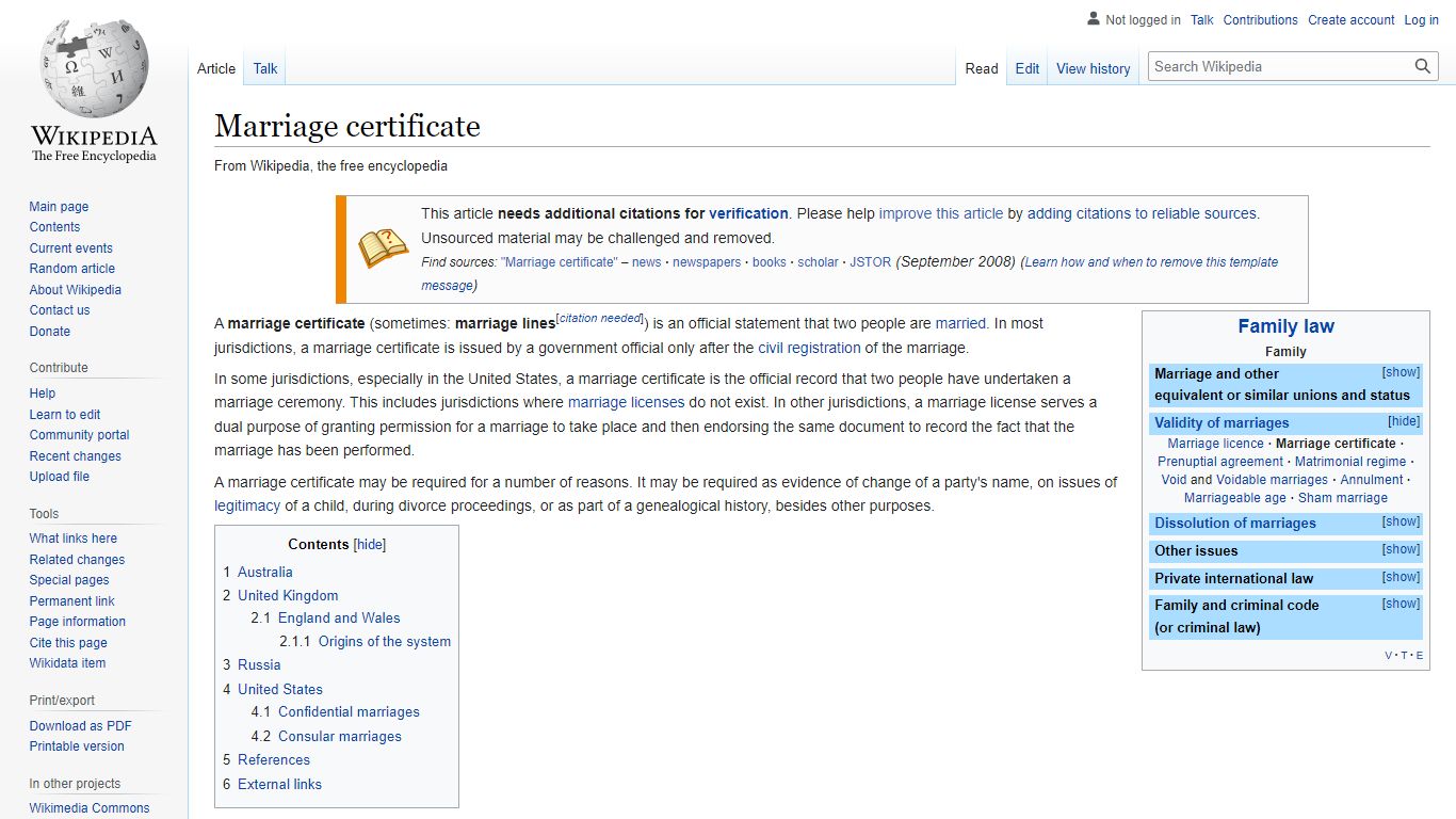 Marriage certificate - Wikipedia